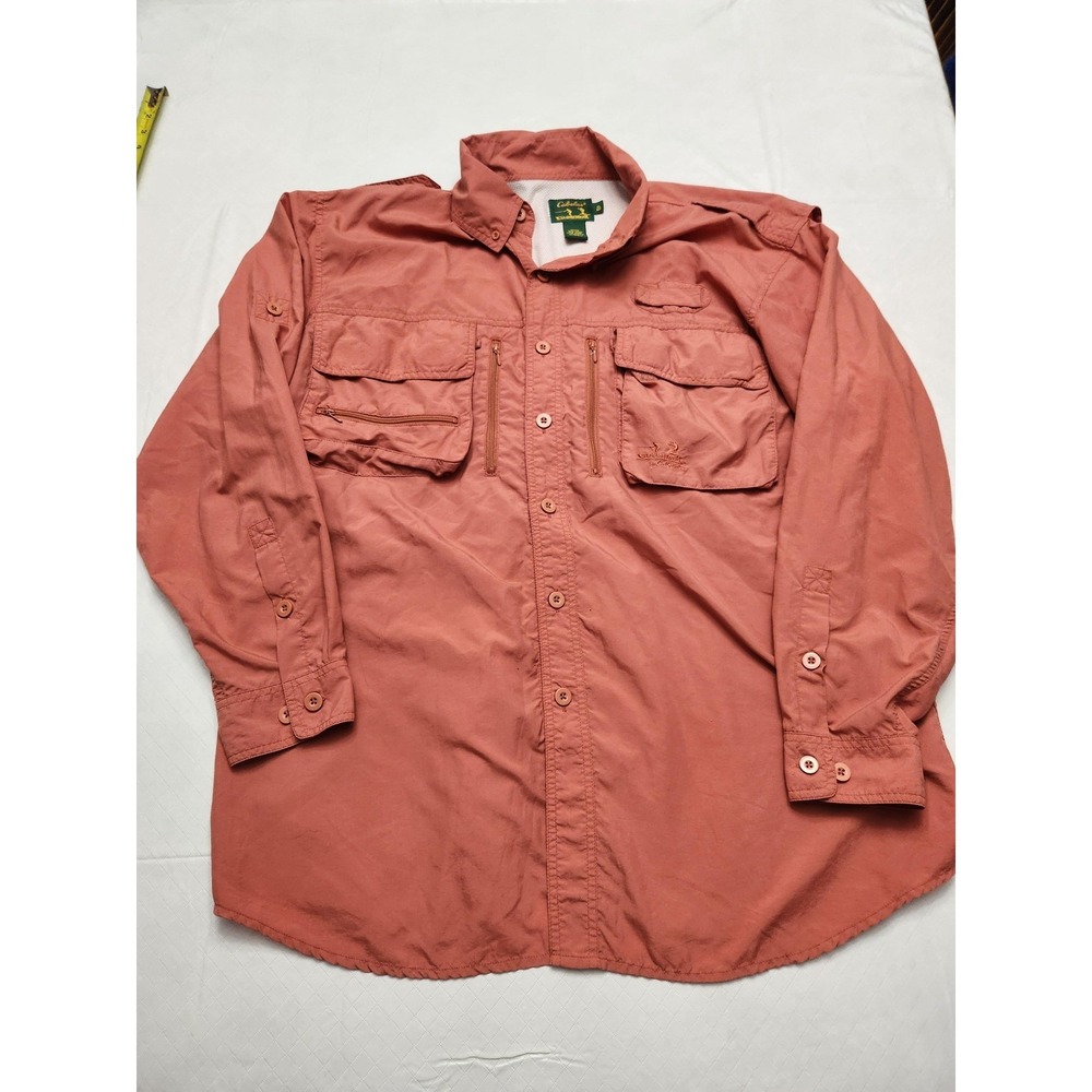 Cabela's Guidewear Shirt Mens XL Salmon Fishing Vented Mesh Pockets Long Sleeve
